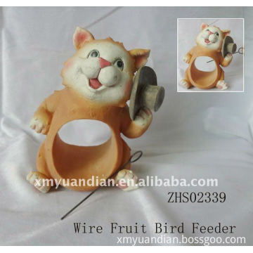 Cat Design Wire Fruit Bird Feeder